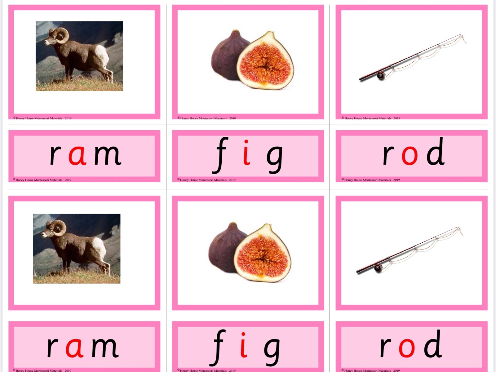 PINK SERIES | Montessori Activity – Three Parts Cards | Educational Material