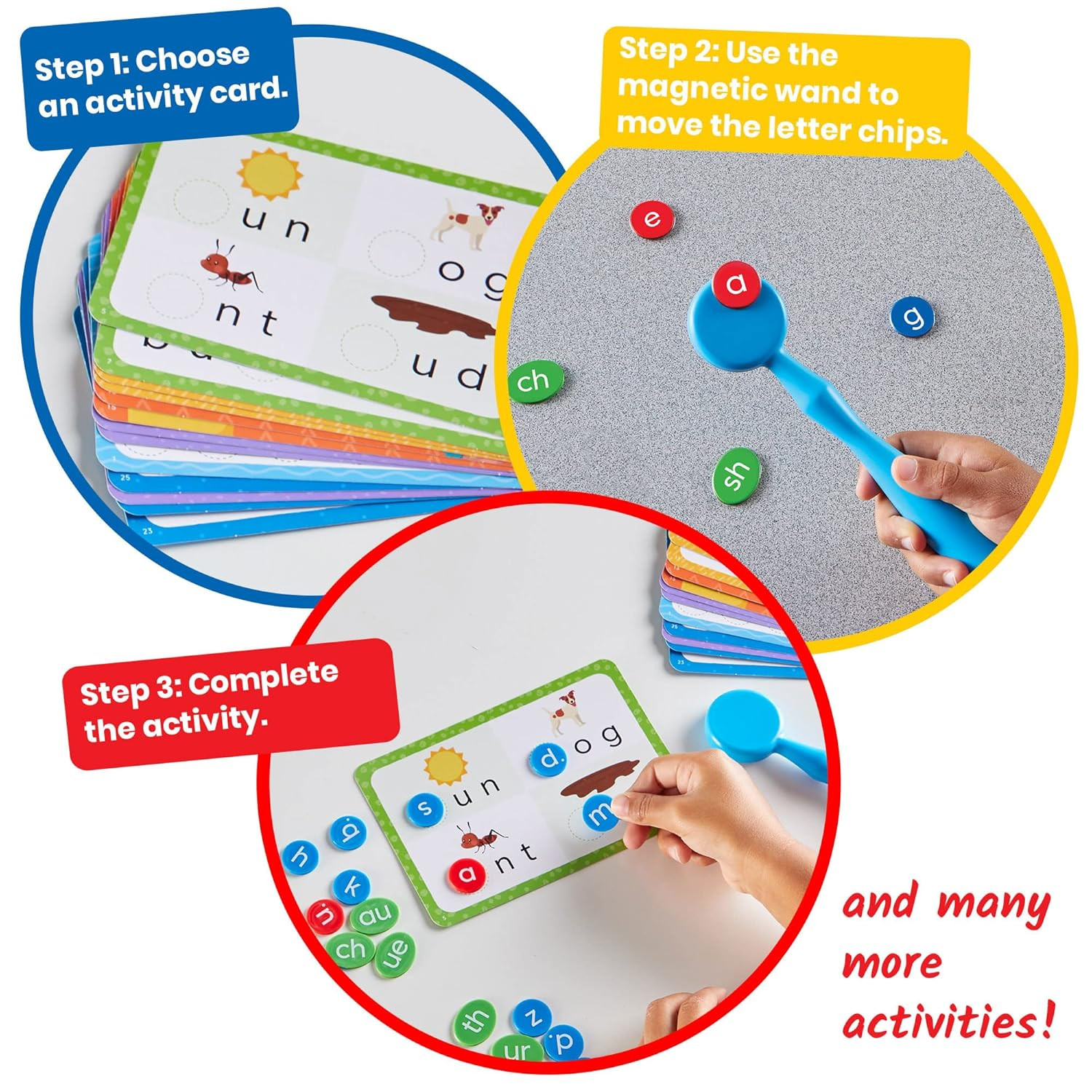 Hand2Mind Reading Readiness Activity Set, Magnetic Wands and Chip Set, Learn to