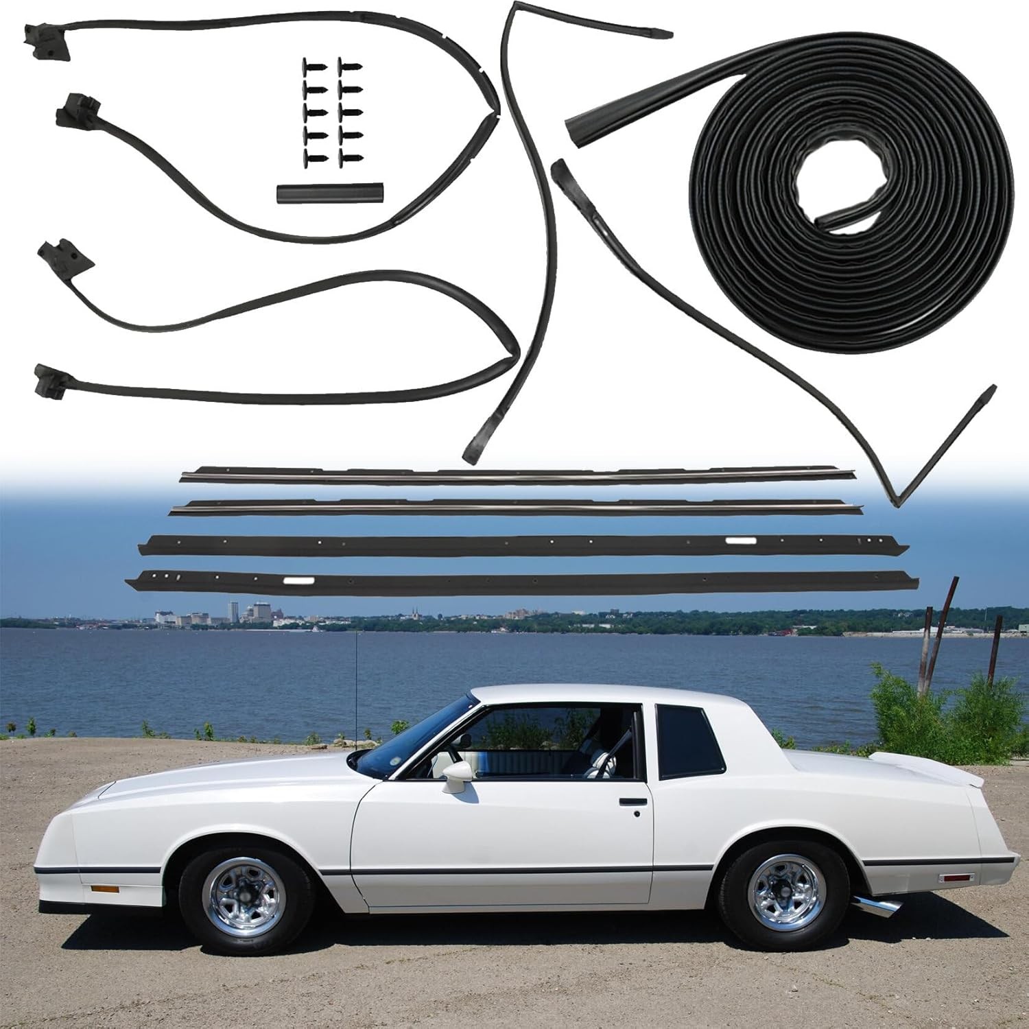 9PCS Window Door Trunk Roof Rail Seal Weatherstripping Kit Replacement for