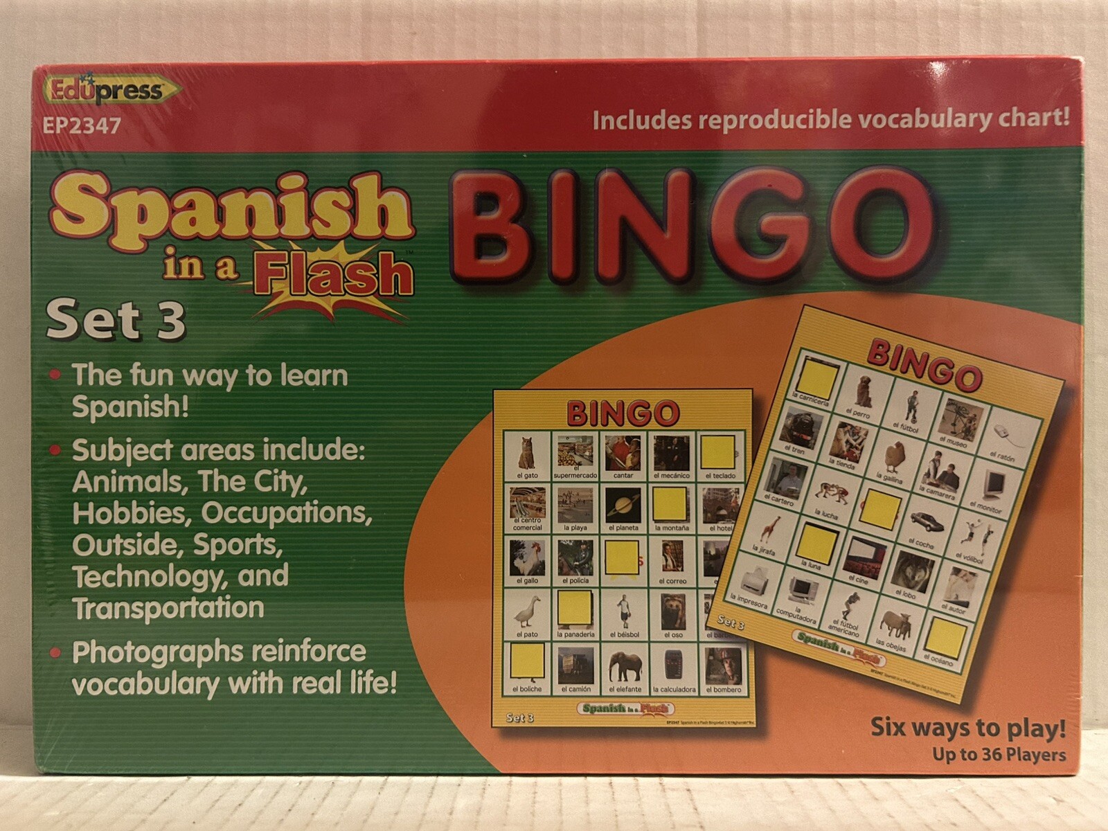 Edupress EP2347 Spanish in a Flash BINGO Set 3. Fun way to learn Spanish