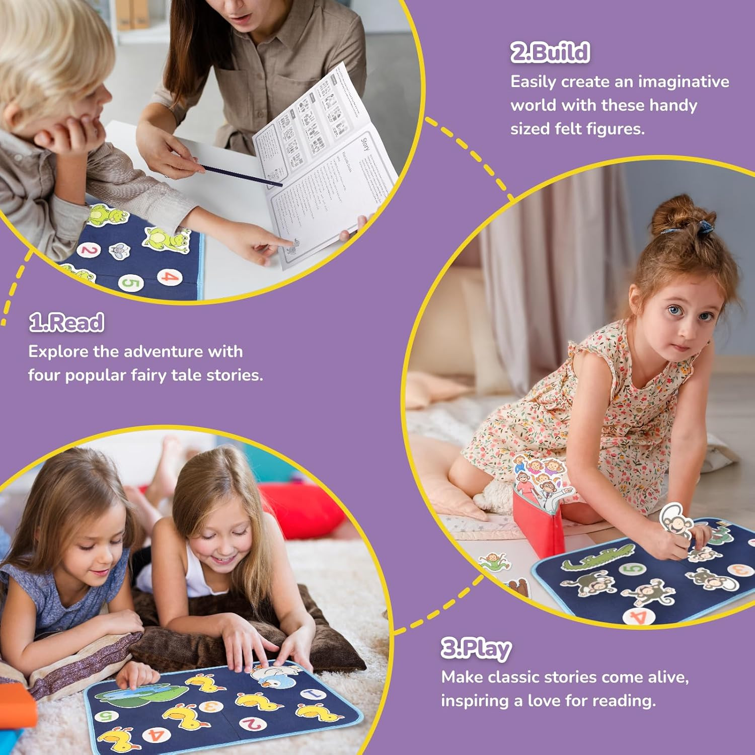 12 Pack Felt Storyboard with Extra Large Flannel Board for Creative Fun
