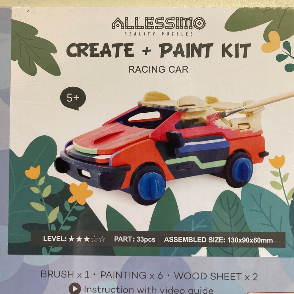 Allessimo Reality 3D Wooden Racing Car Puzzle Model Paint Kit Toys FREE SHIPPING