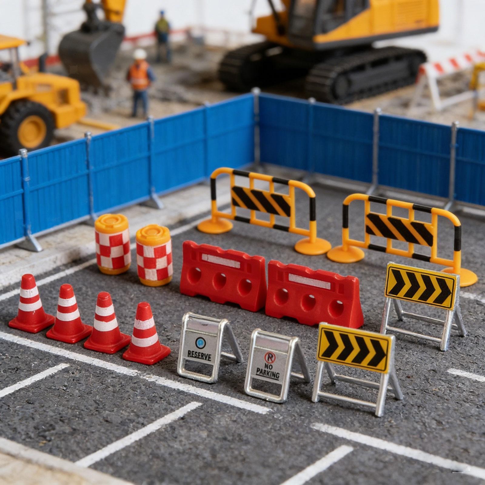 14Pcs Miniature Traffic Road Signs Models Holiday Safety Educational Playset