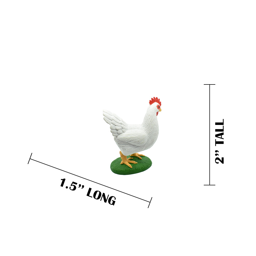 Chicken White Realistic Toy Model Plastic Replica Barn Farm Animal 2″ F7053