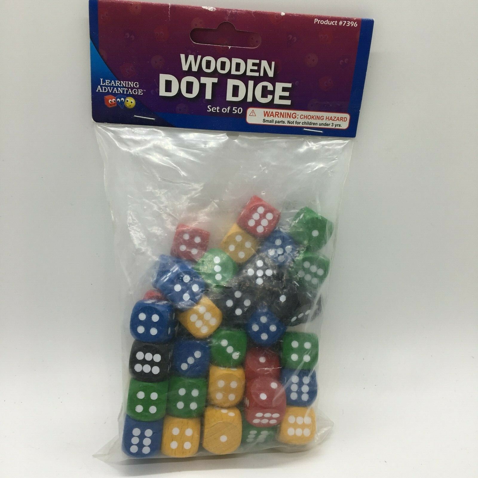 50 PC Set of Wooden Dot Dice by Learning Advantage #7396 Free Ship New Ages 3+