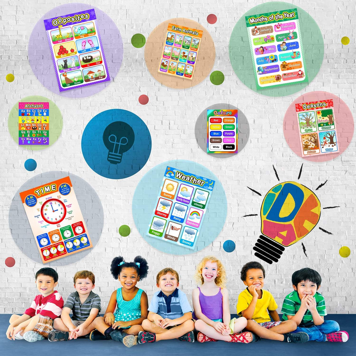 Educational Preschool Poster with Glue Point Dot for Nursery Homeschool Class…