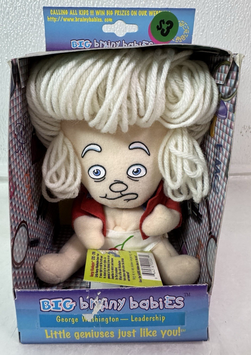 Vtg 1997 BIG BRAINY BABIES-George Washington -Stuffed Plush #1007 New