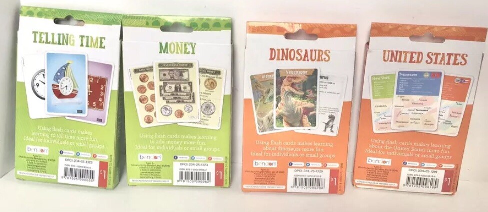 Benton Learning Flash Cards Educational For Kids Telling Time Money Dinosaurs