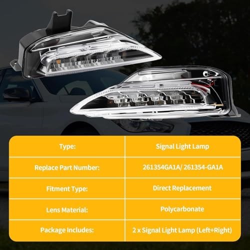 Pair Left Right Front Bumper Light Assembly Compatible with Q50 Sport 2014