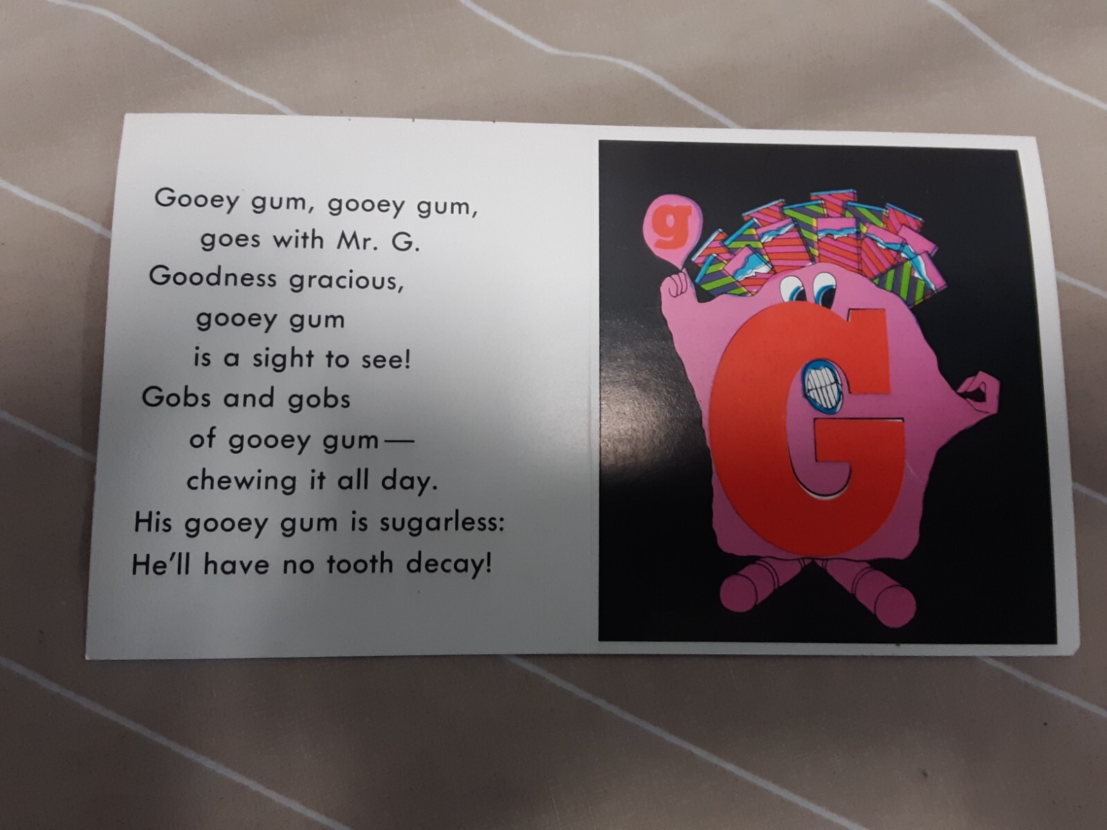 Rare Pink Mr. G Letter People Alpha One Greeting Card NDE 1976