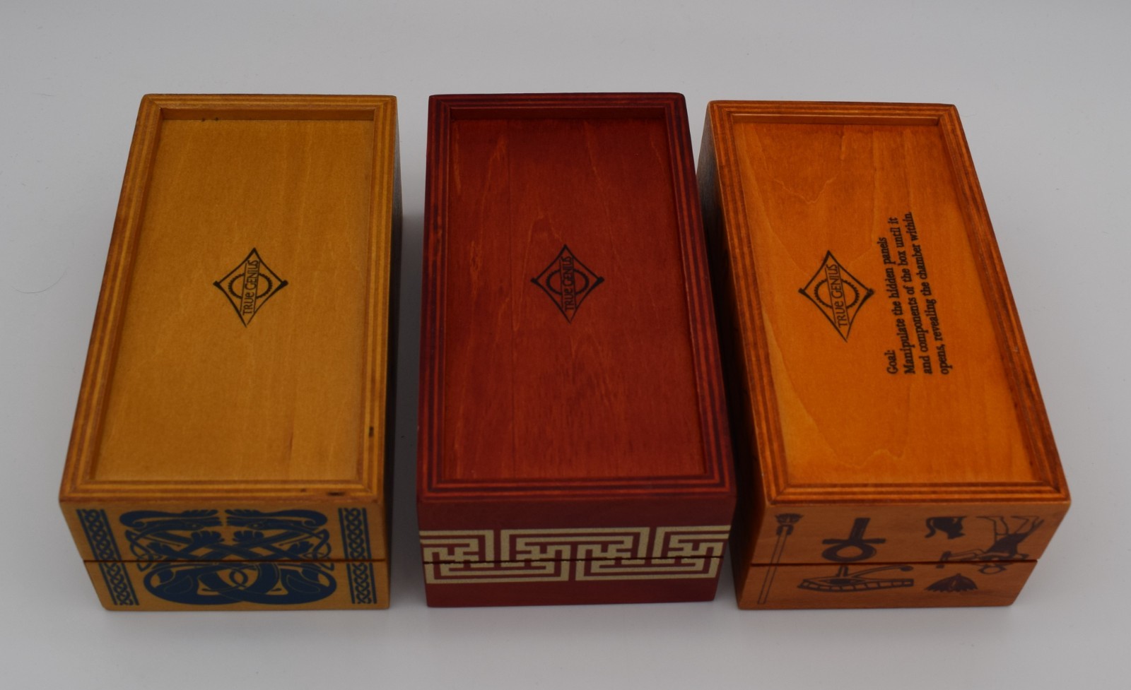 True Genius Wooden Brainteasers Puzzle Set of 3 Emperor, Pharaoh and Viking #W4