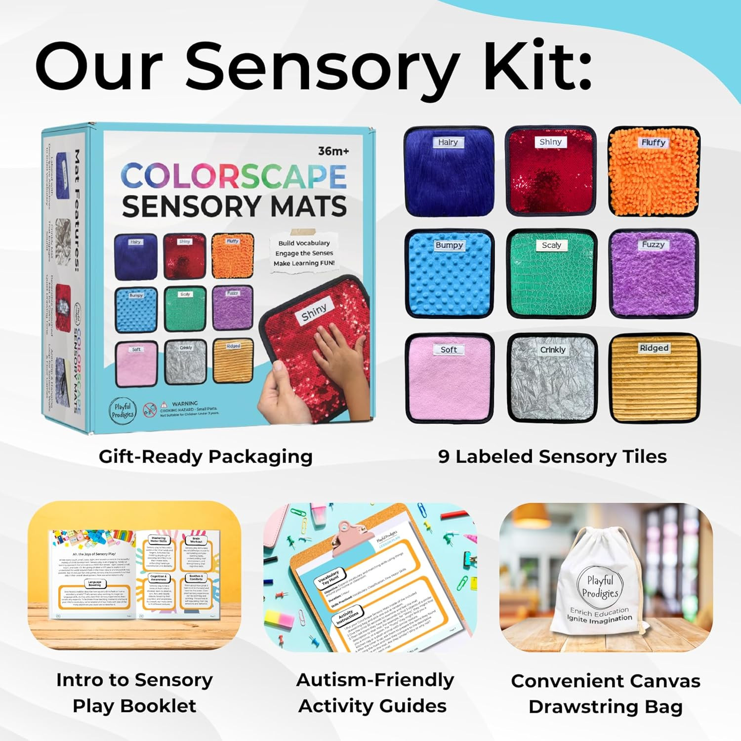 9 Labeled Sensory Mats W/Lesson Plans | Sensory Toys for Kids with Autism | Mats