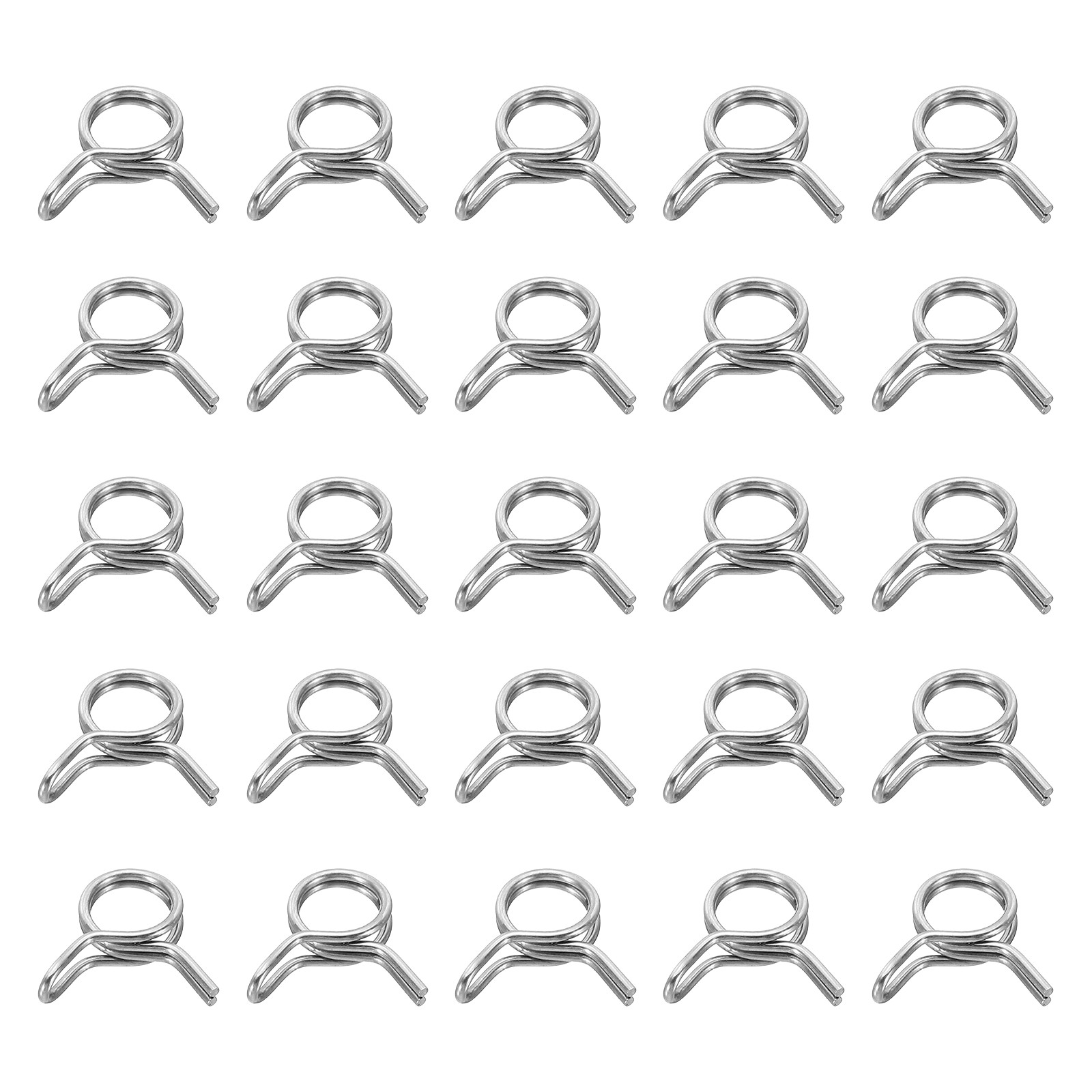 25Pcs 6mm ID 6-7.3mm OD Double Wire Spring Hose Clamp Spring Clips Clamps