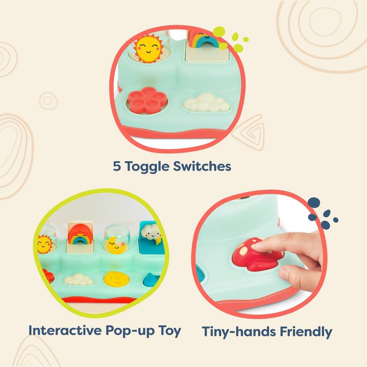 B. toys – Interactive Toy – Pop-Up Buddies: Educational Baby & Toddler Toy