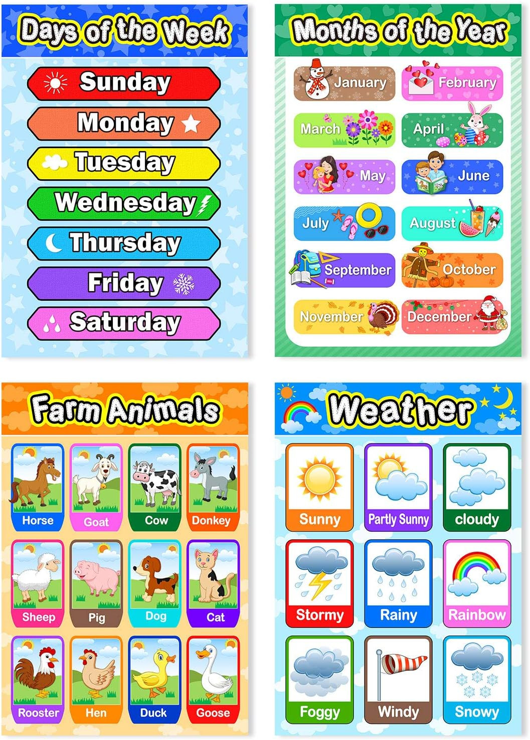 Educational Preschool Poster with Glue Point Dot for Nursery Homeschool Class…