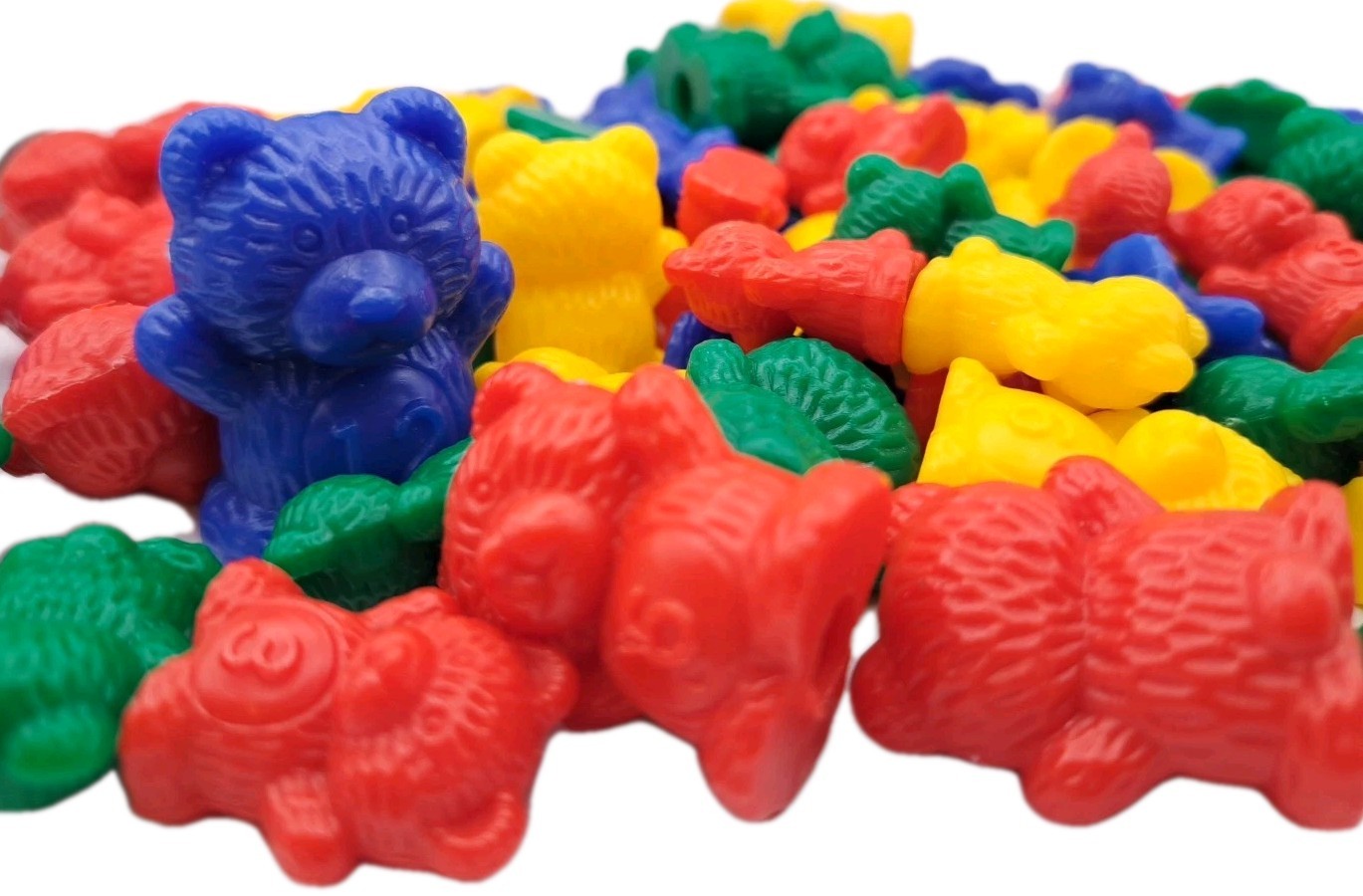 74 Plastic Counting Bears Small, Medium, Large 4 Colors yellow, Green, Red, Blue