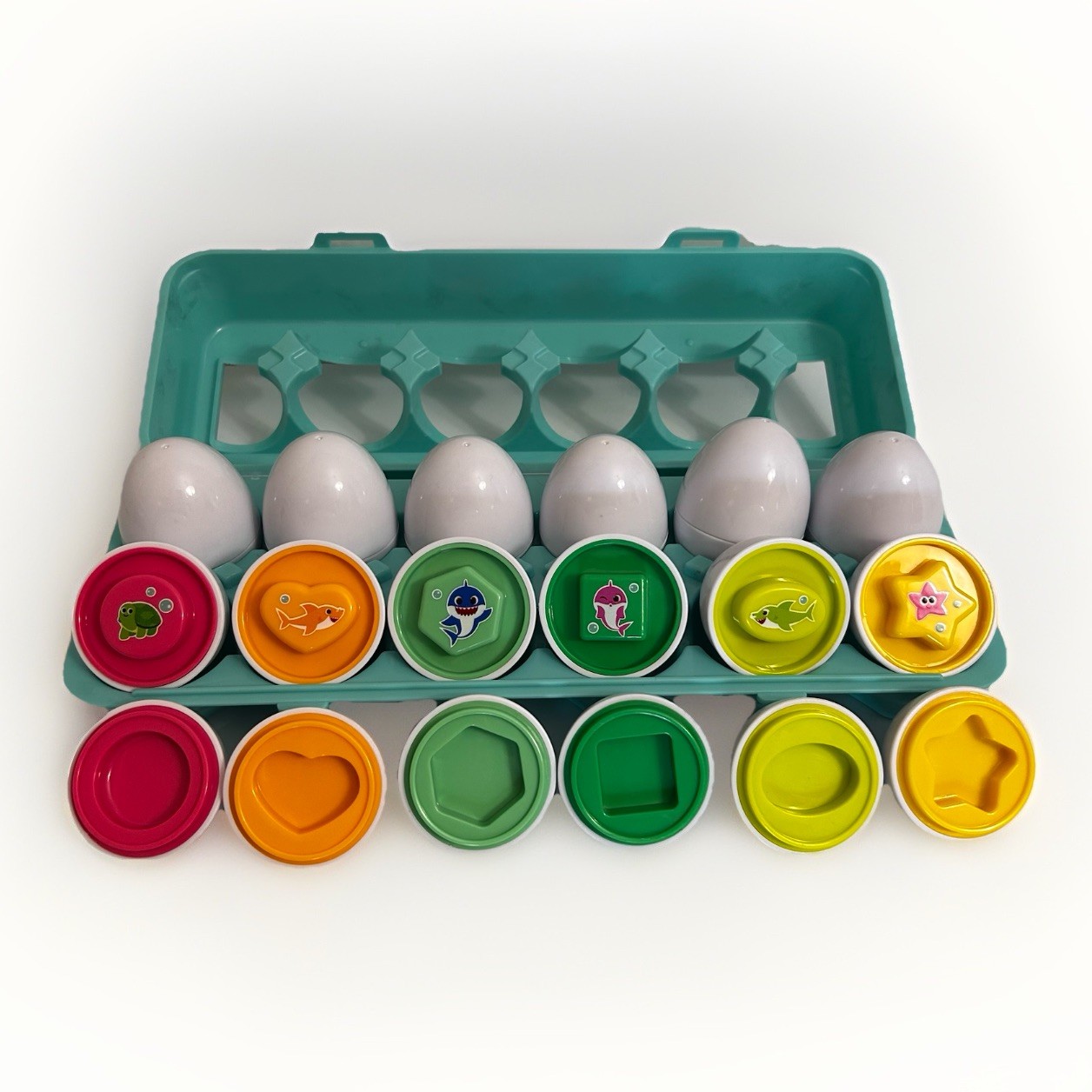 Pink Fong Kids Matching Egg Toy Set 12 Shapes Colors STEM Educational Blue