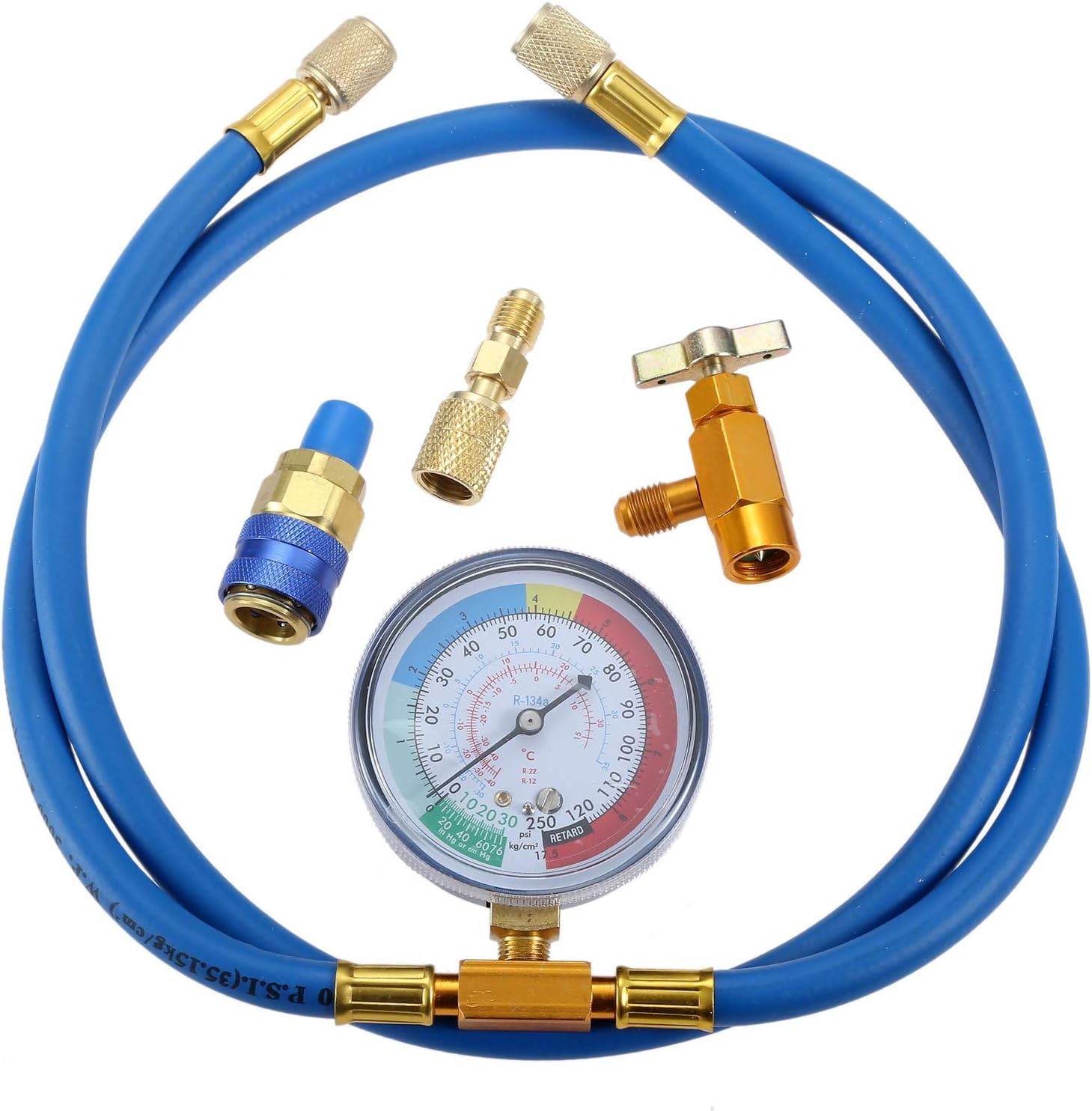 Aupoko R134A Recharge Hose Kit with Gauge, 59” AC Refrigerant Recharging Hos…