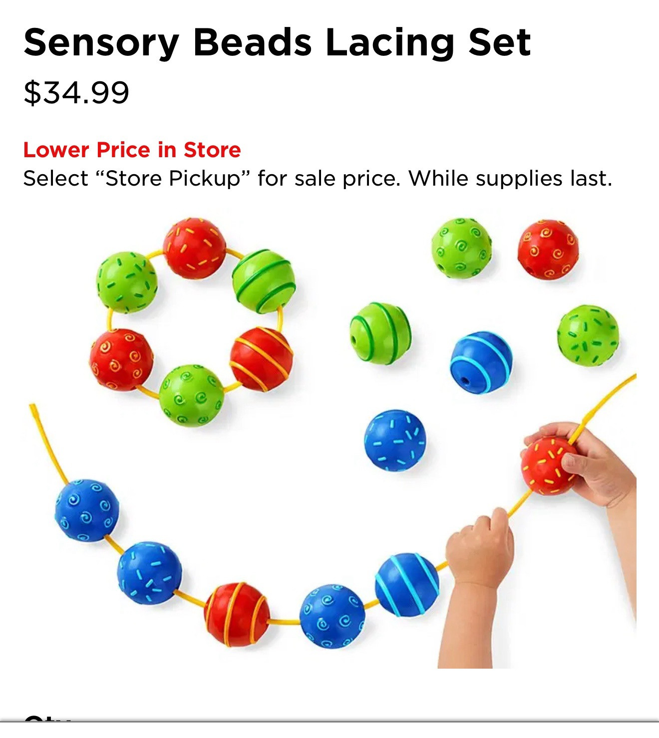 Lacing Set, Sensory Beads, Lakeshore