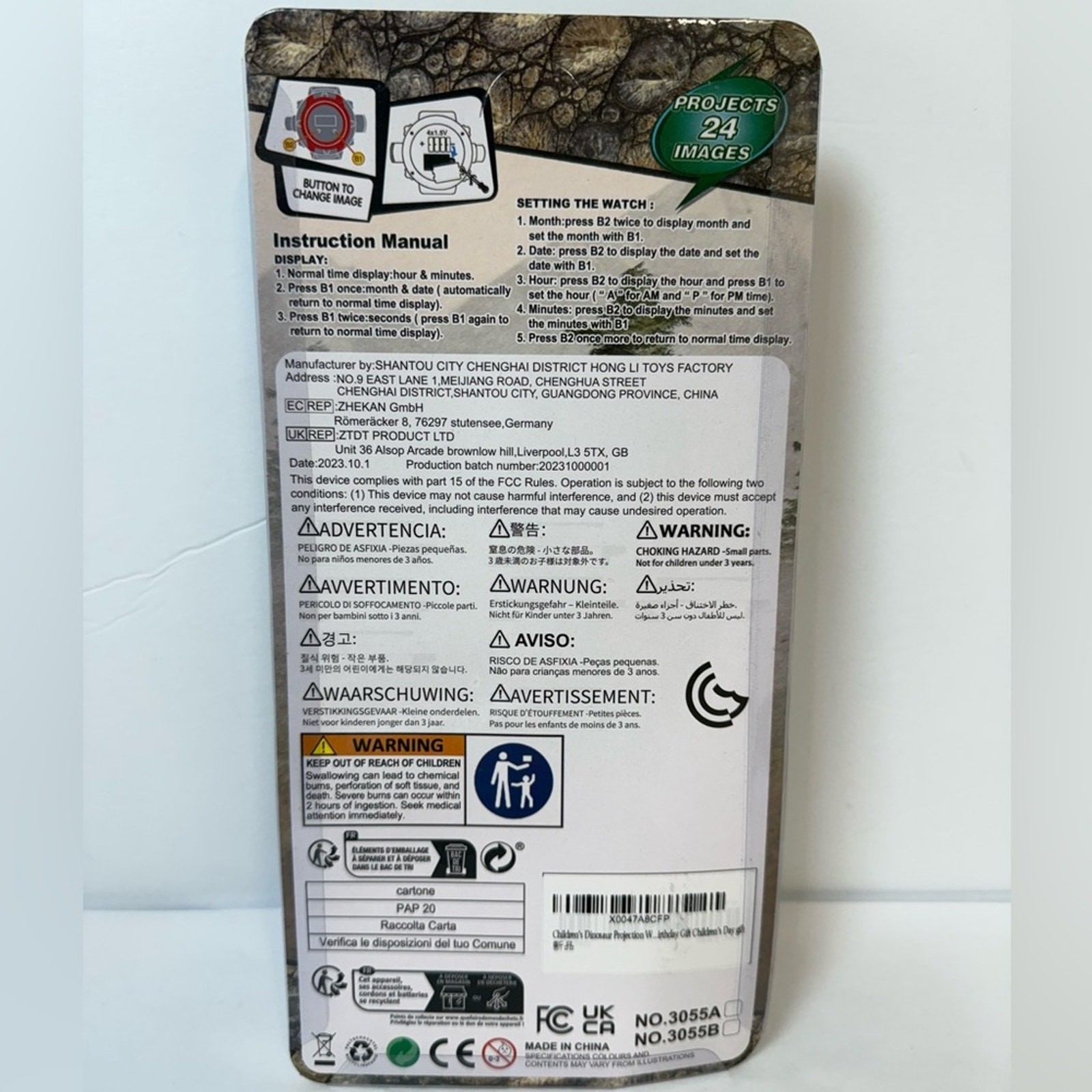 NWT Dinosaur Watch Flashlight Projector Toy Educational Gift RAYCHY brand