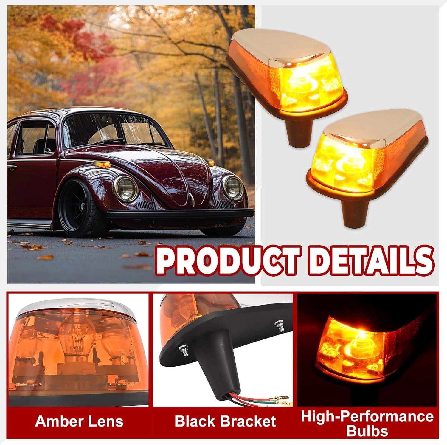 HX Turn Signal Light Assembly Compatible with 1970-1979 VW BUG Volkswagen