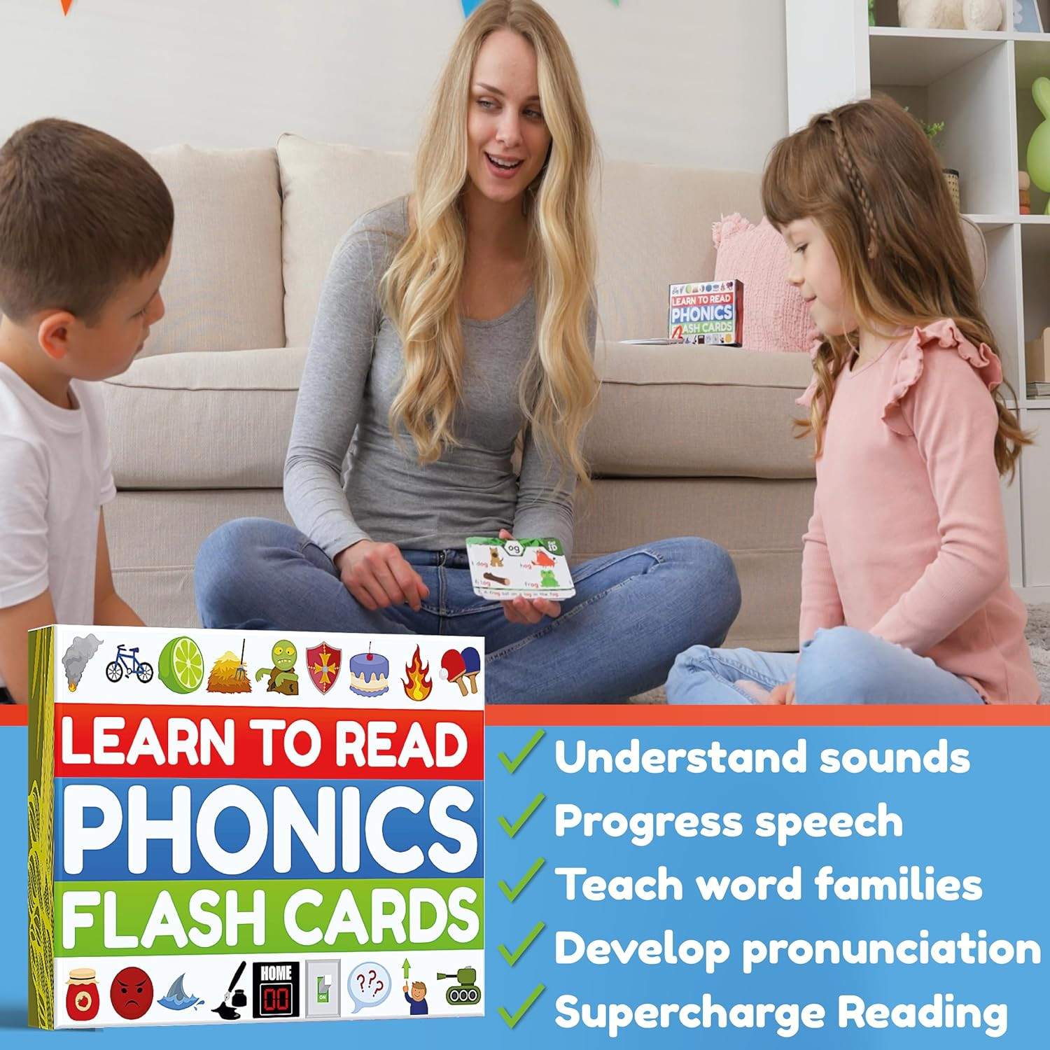 Phonics Flash Cards – Learn to Read in 20 Phonic Stages – Education for Kids Age
