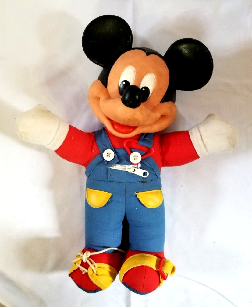 Mattel Mickey Mouse Learn How to Dress Doll Plush Toy Disney VTG 1980s Zip Tie