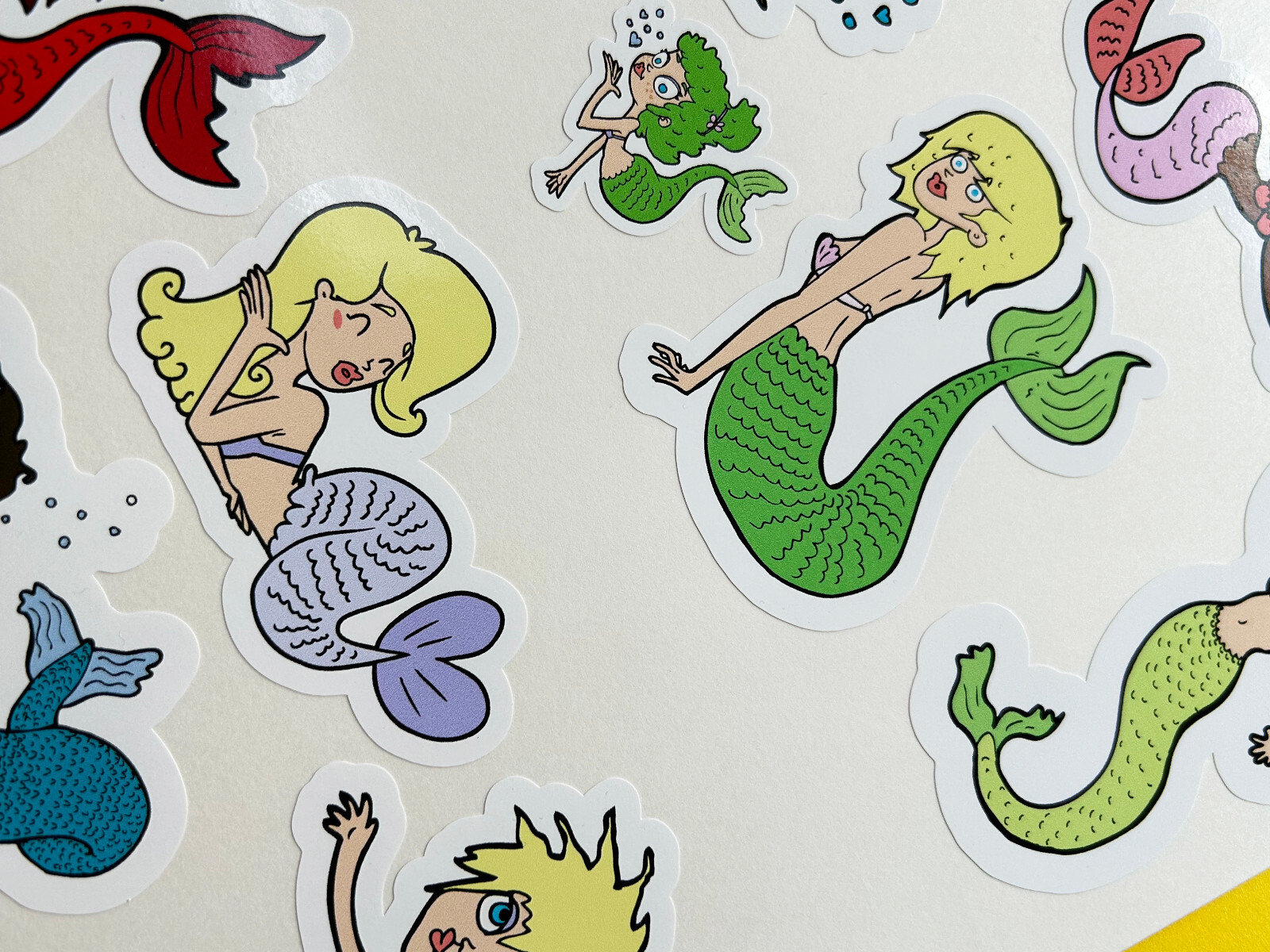 Fun set of 12 marvelous MERMAID stickers, cut to shape just peel and stick