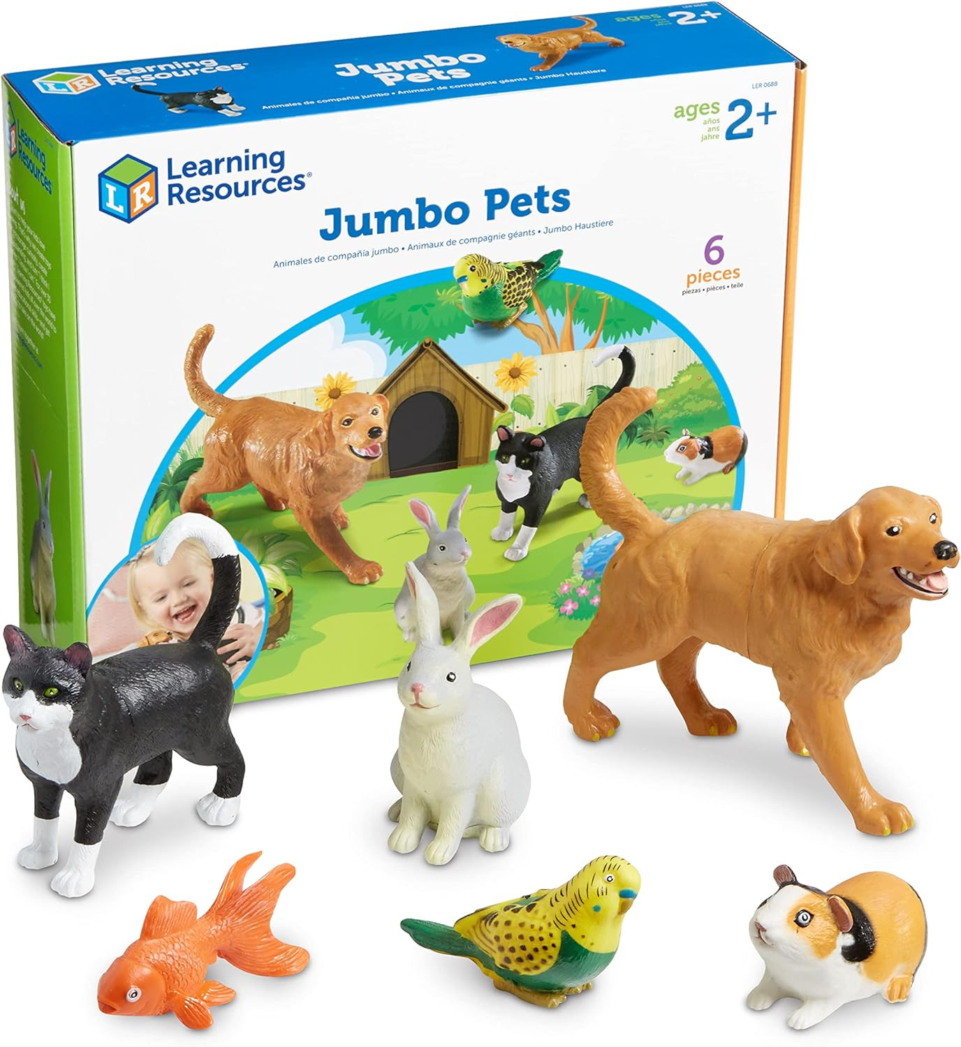 Jumbo Domestic Pets – 6 Pieces, Ages 2+ Preschool Pet Toys, Classroom Desk Pets,