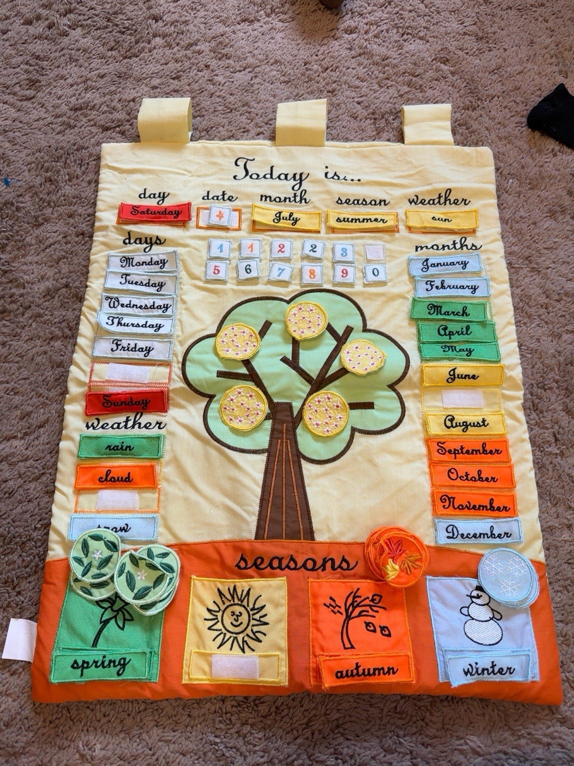 Vintage Cloth Learning Calendar Montessori Homeschool Preschool Complete!