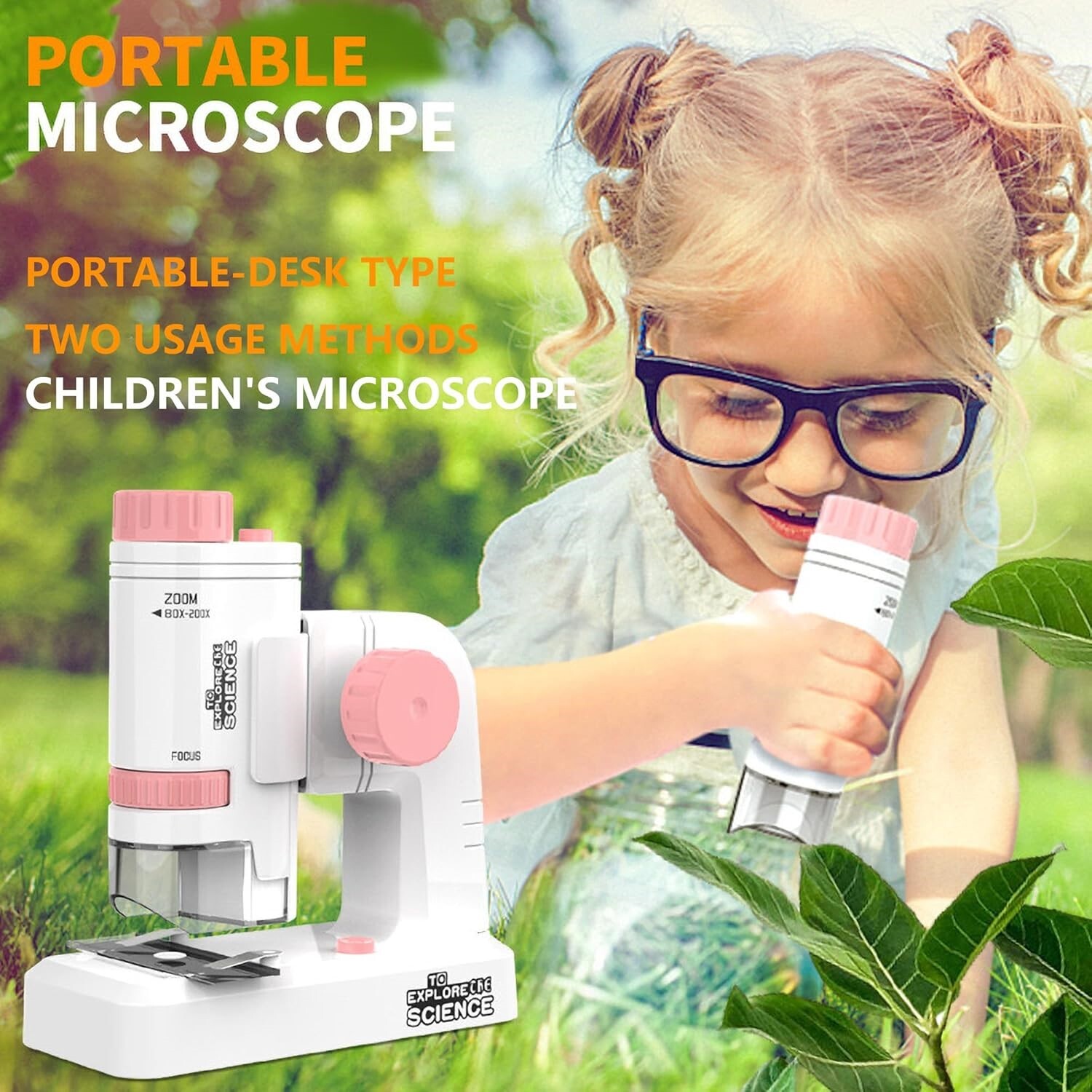 Durable Portable Scientific Experiment Educational Toy 200x Focusing Microscope