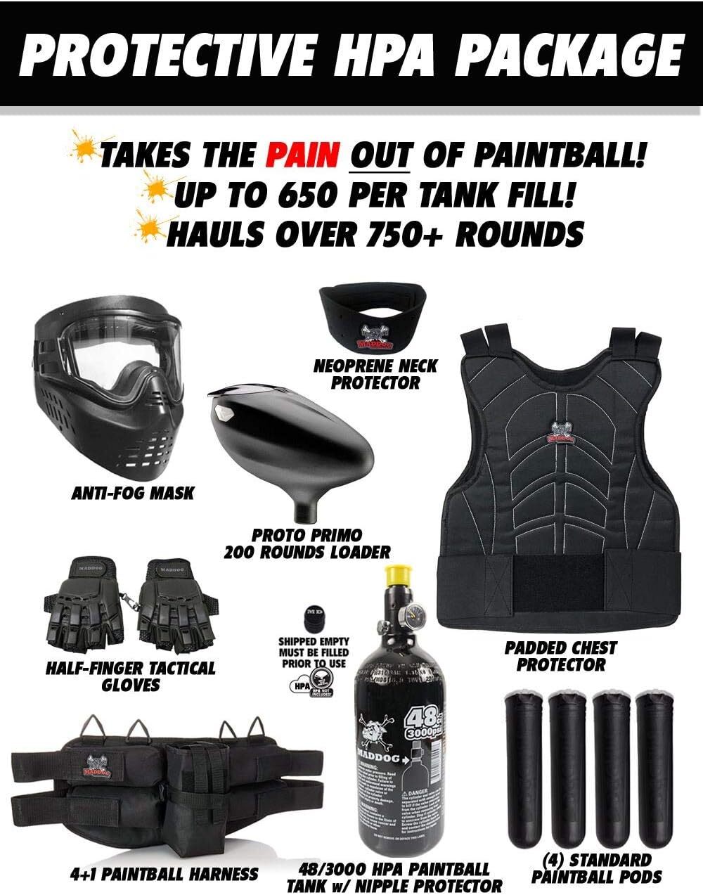 Maddog Tippmann Stormer Protective HPA Paintball Gun Marker Starter Package