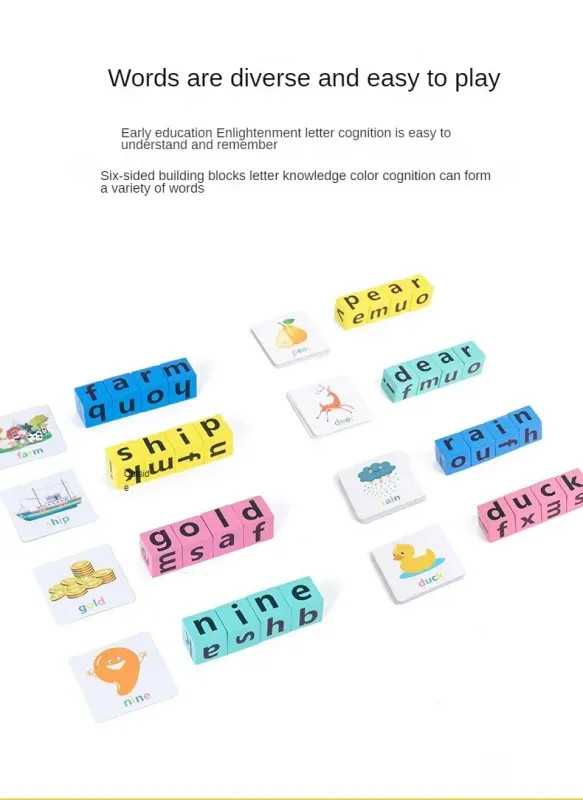 Wooden Word Spelling Game,Alphabet Learning Toy for Preschool Boys and