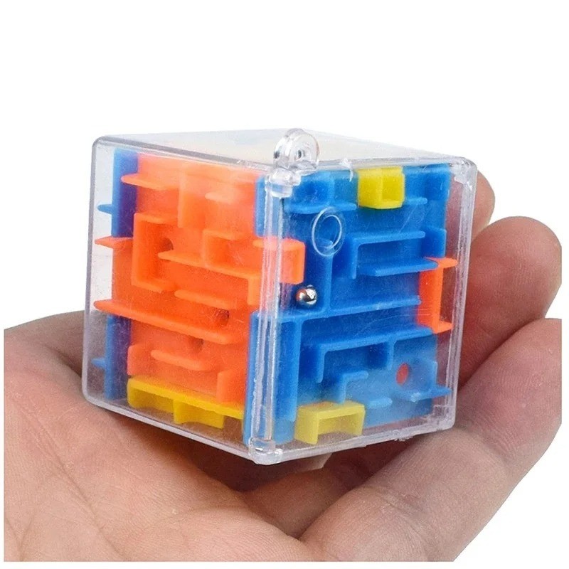 Mini 3D Maze Puzzle Cube Transparent Rolling Ball Brain Teaser Stress Toy Kids