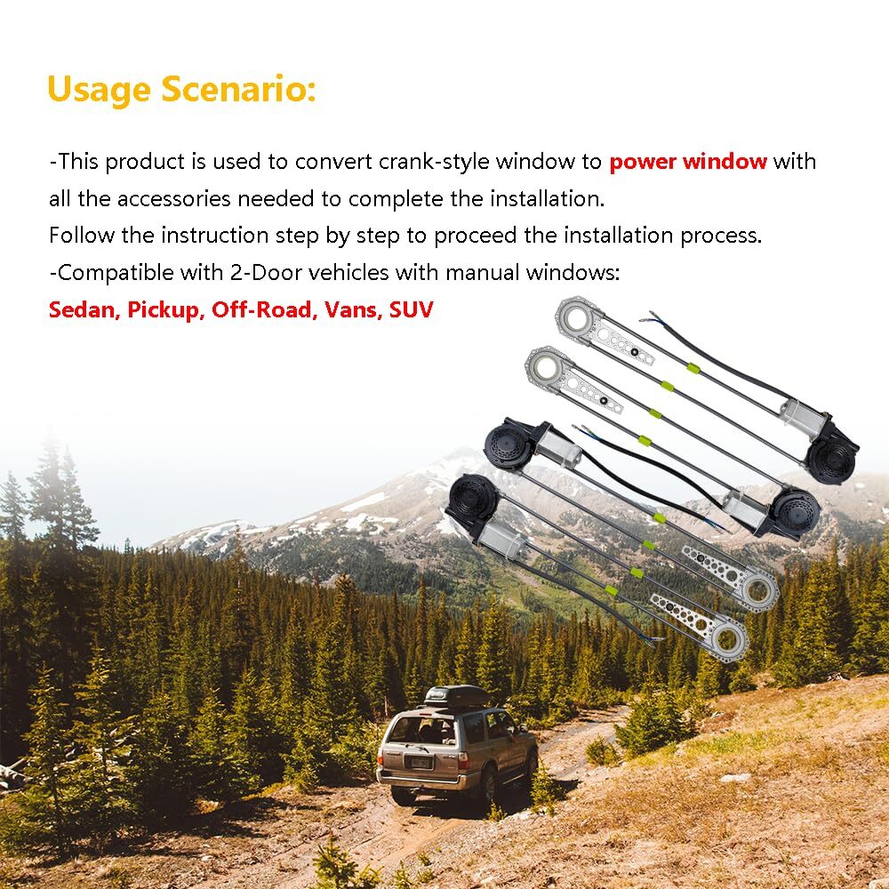 Universal 4-Door Power Window Conversion Kit Electric Power Window Lift Roll Up