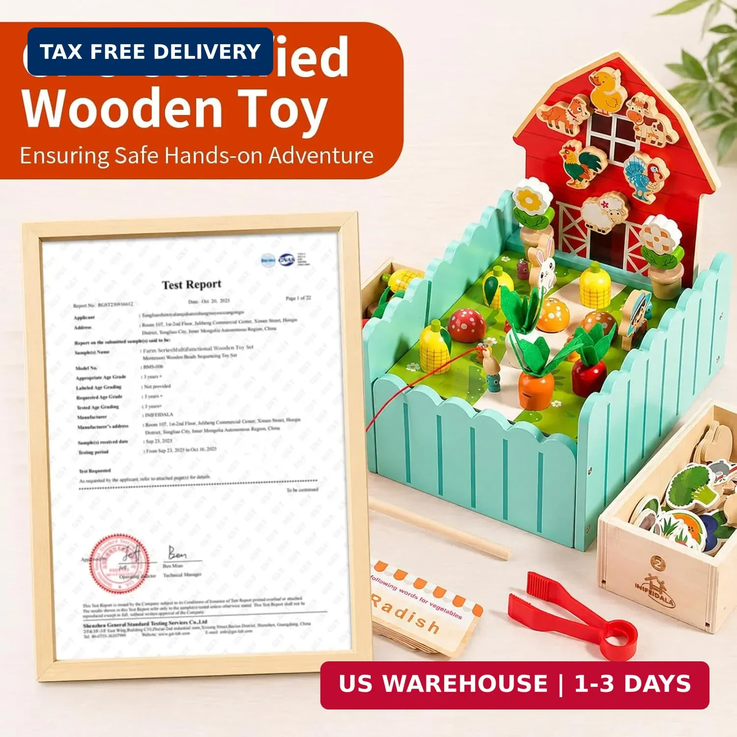 INIFEIDALA Montessori Farm Learning Game with Challenge Cards for Toddlers 3-5 –