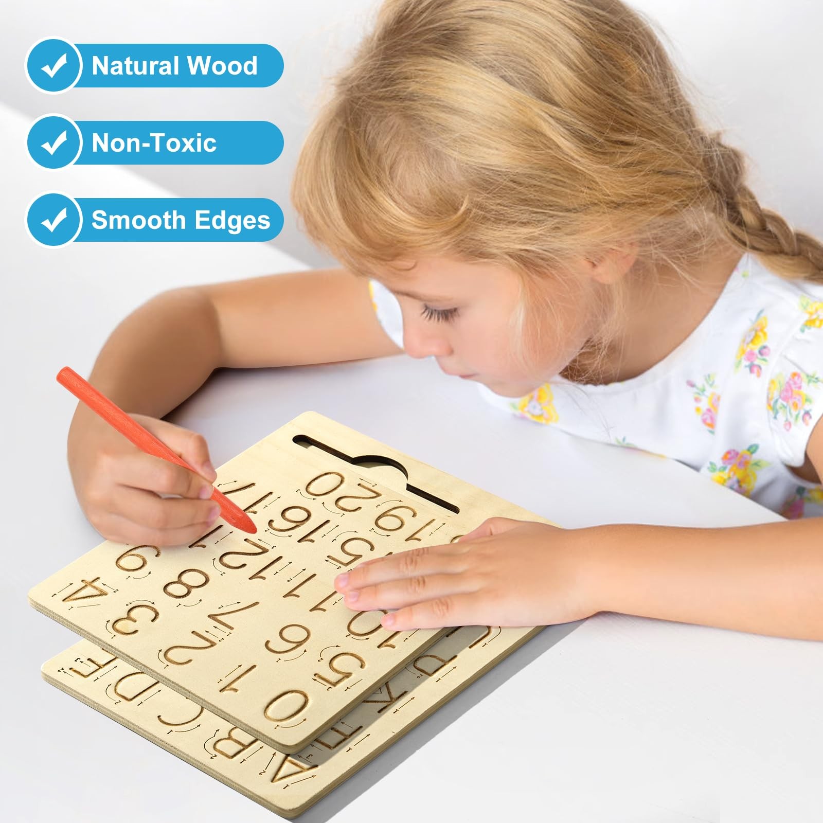 Learn to Write – Number & Letter Tracing Boards for Kids Ages 3-8 Wooden Alph…