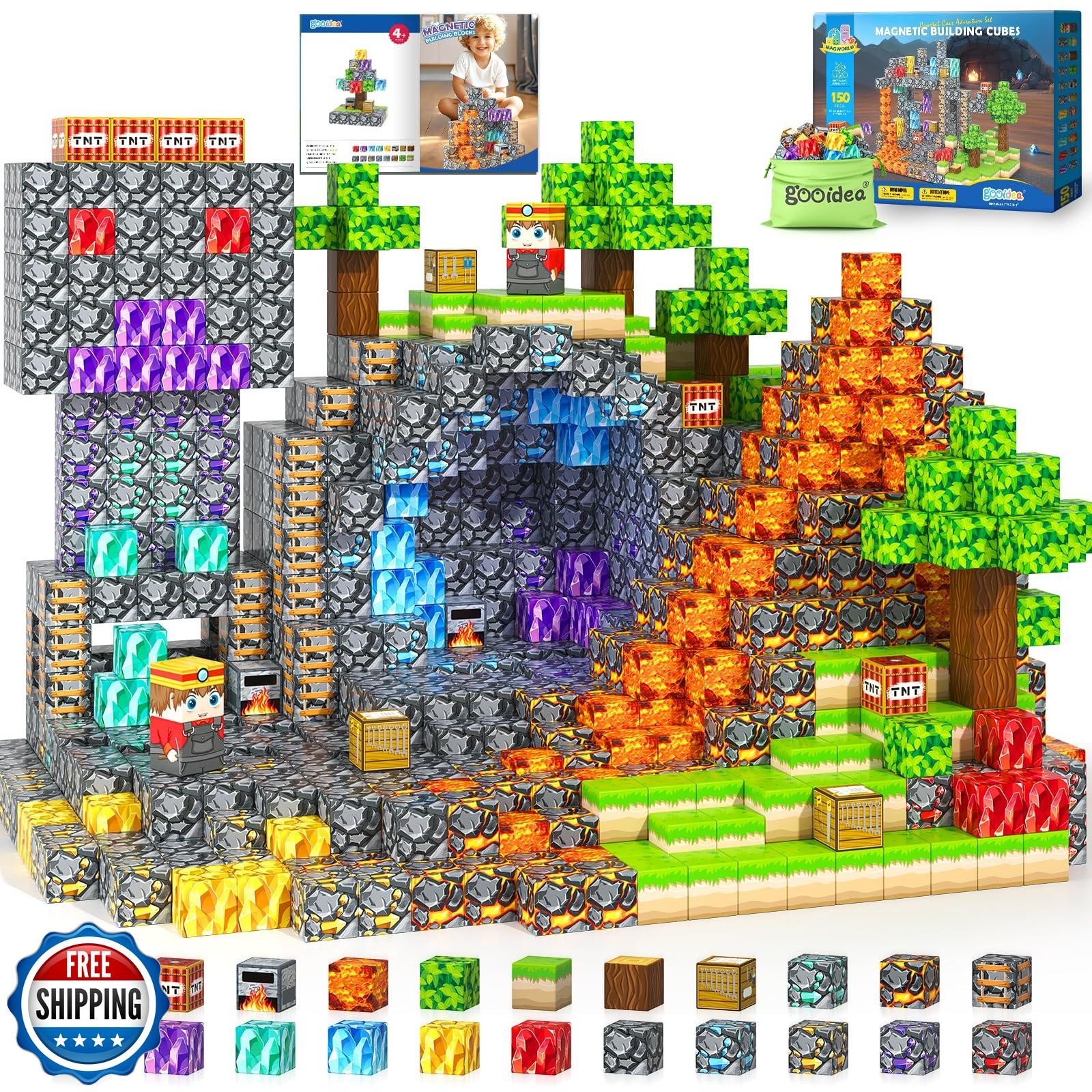 Gooidea Magnetic Blocks -150 Magnetic Building Blocks STEM Toy, S