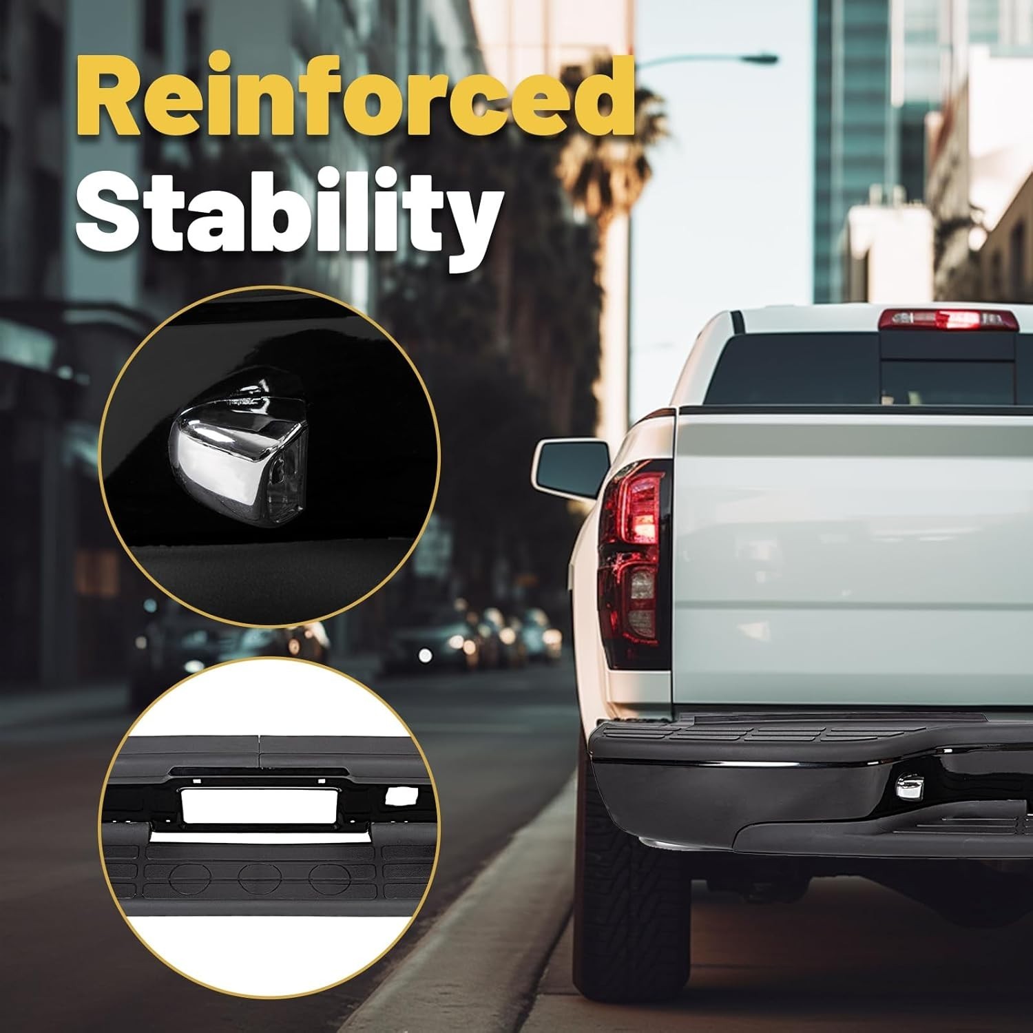 ECOTRIC Rear Step Bumper Compatible with 1999-2007 Chevy Chevrolet Silverado GMC