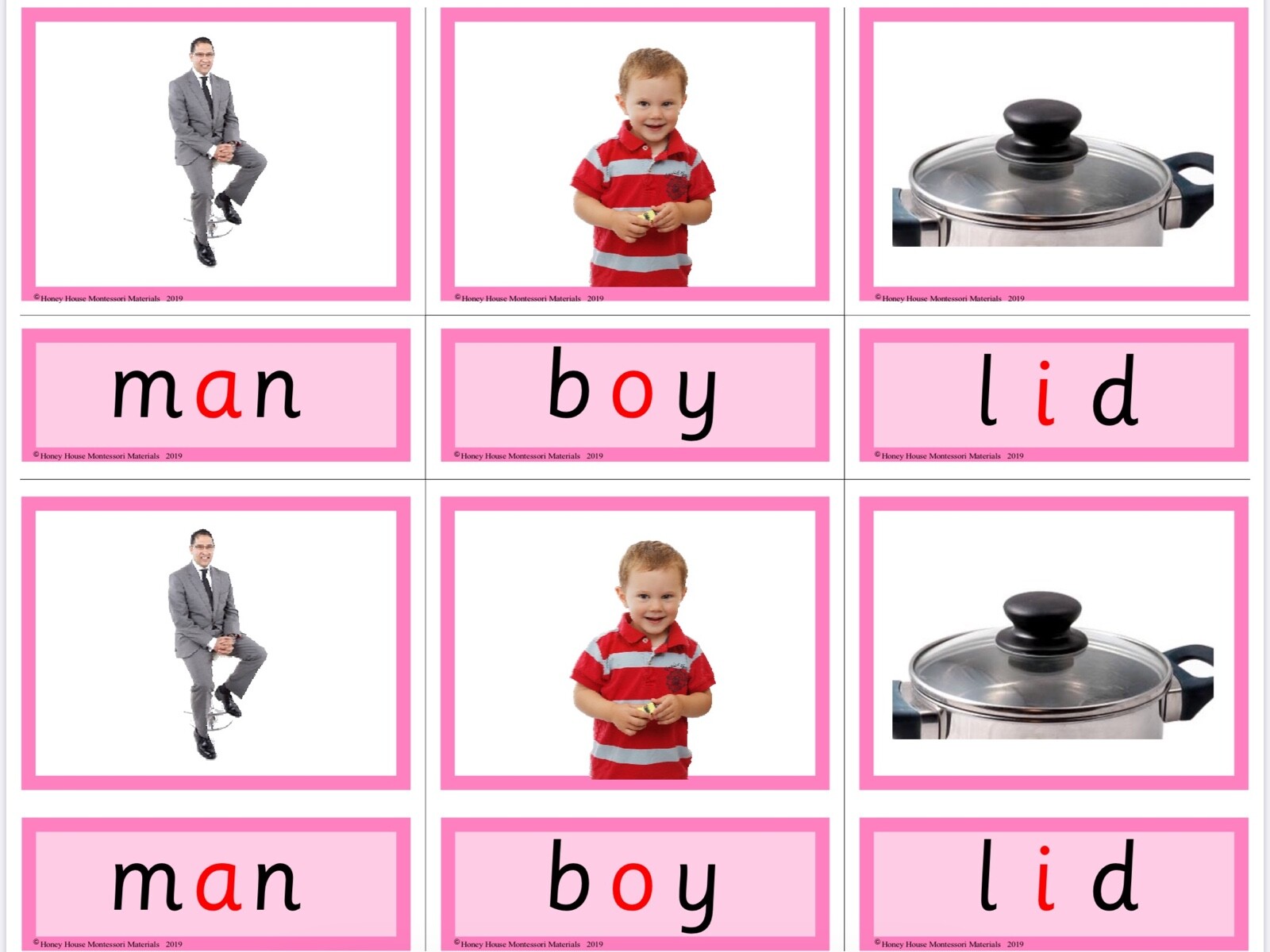 PINK SERIES | Montessori Activity – Three Parts Cards | Educational Material