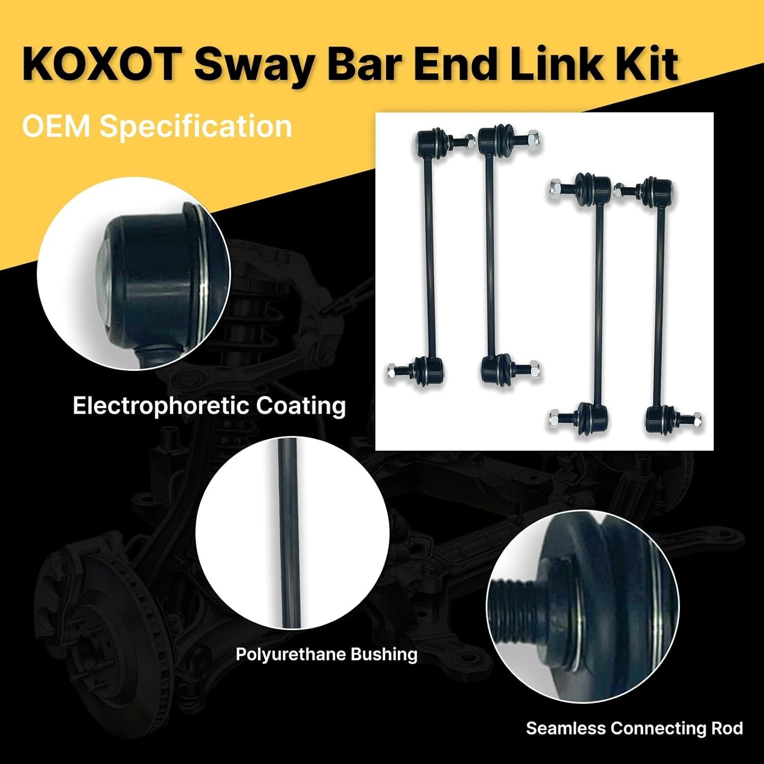 K750123 K750011 4Pcs Front & Rear Stabilizer Sway Bar Links Fit for Toyota Camry
