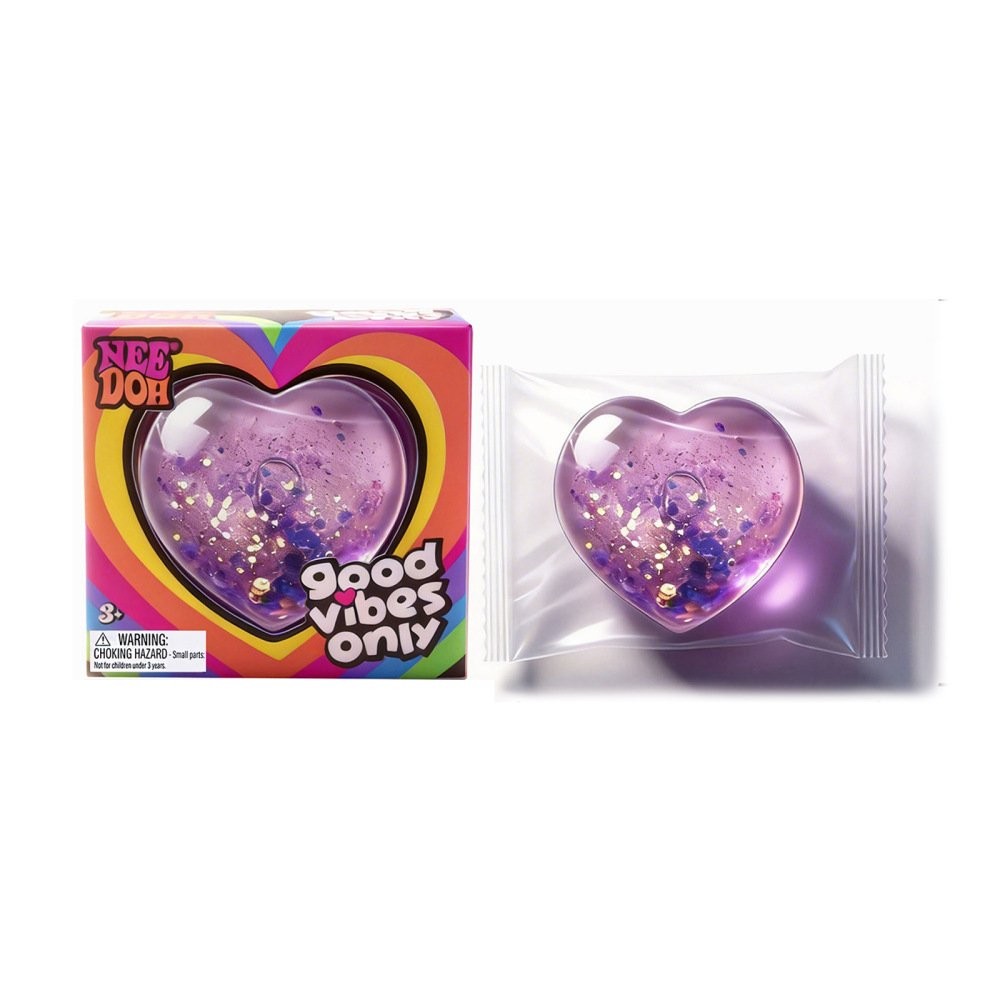 Glitter Heart Squishy Toy – Good Vibes Only Heart Fidget Squeeze Toy JQ