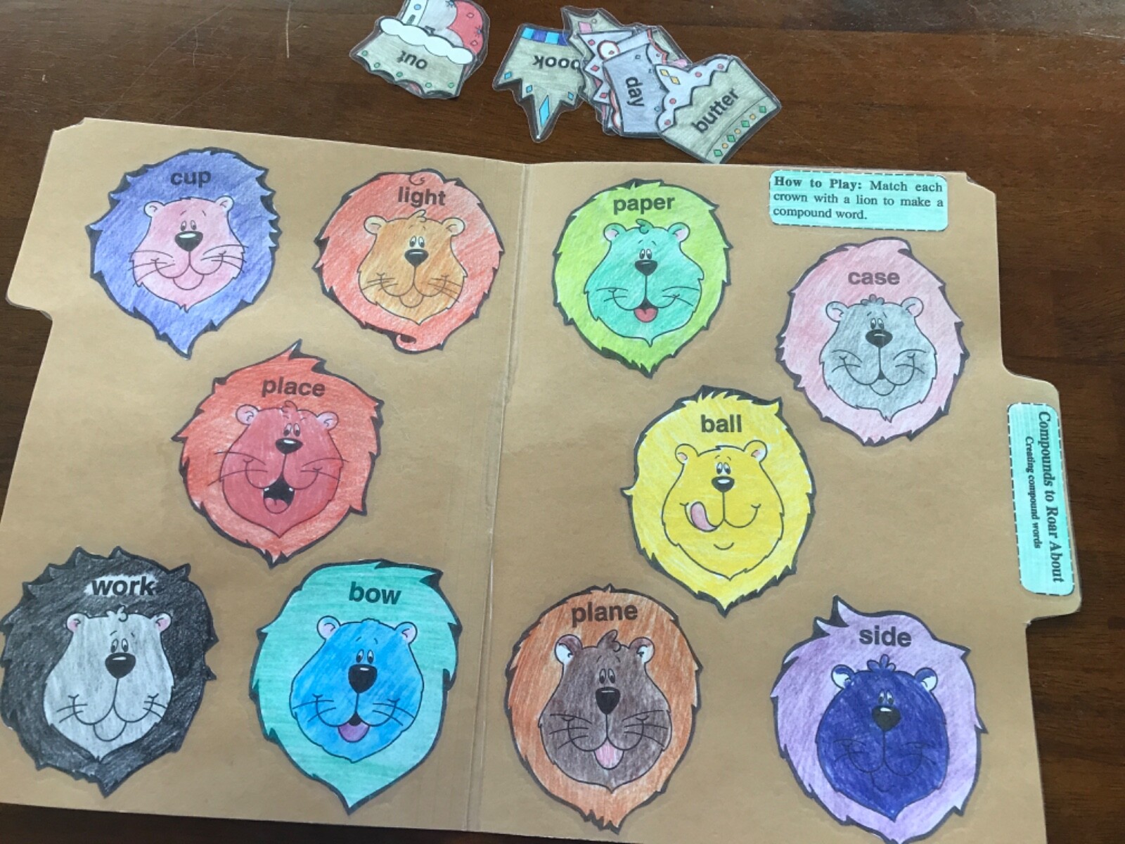 Compounds to Roar About! Compound Word 2nd grade language arts file folder game