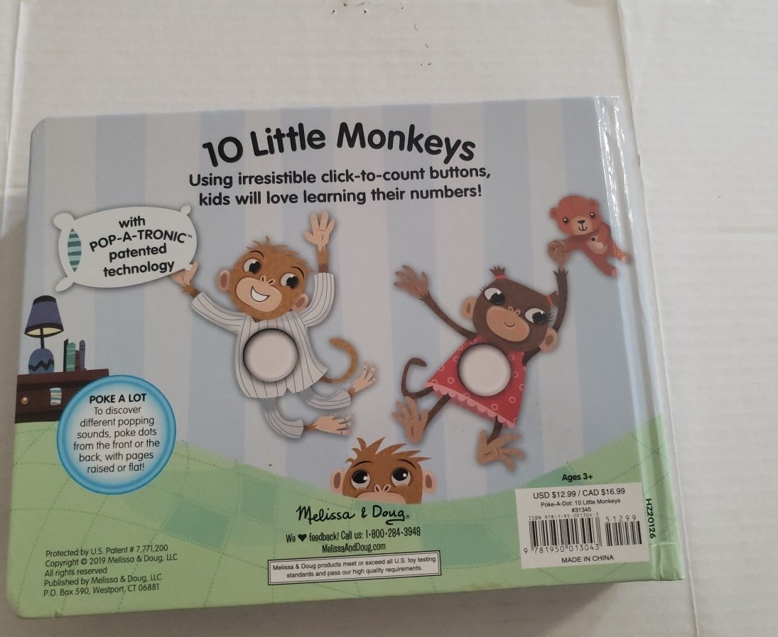 Melissa & Doug Activity Book-Poke-A-Dot: 10 Little Monkeys (Ages 3+)