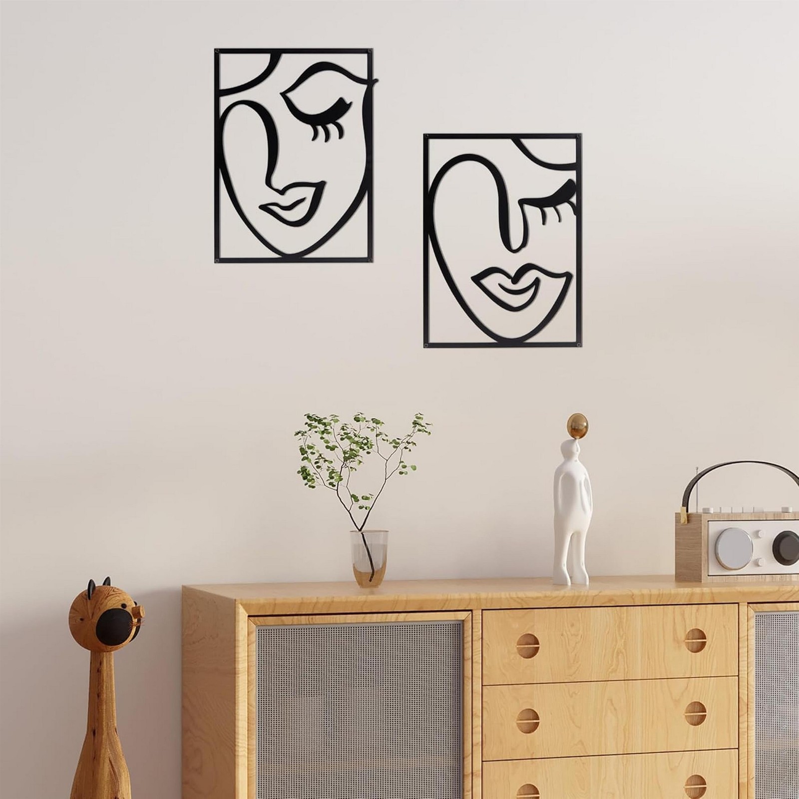 Cinq 3 Piece Set Wall Decor- Black Rectangular Metal Frame