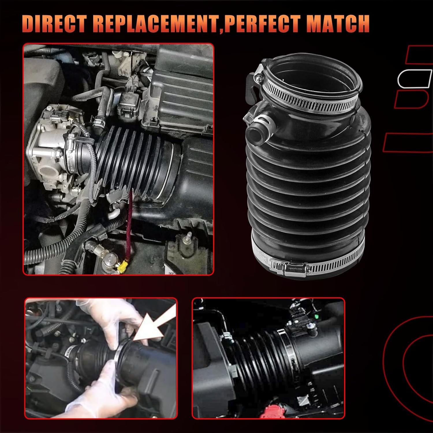 Engine Air Intake Hose w/Clamps Compatible With Honda Acura Vehicle Accord V6 3.