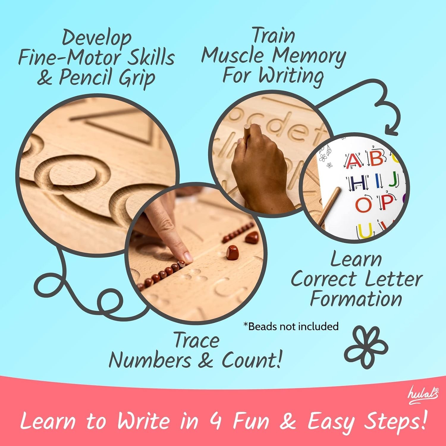 Learn to Write – Number & Letter Tracing Boards for Kids Ages 3-5 – Wooden Al…