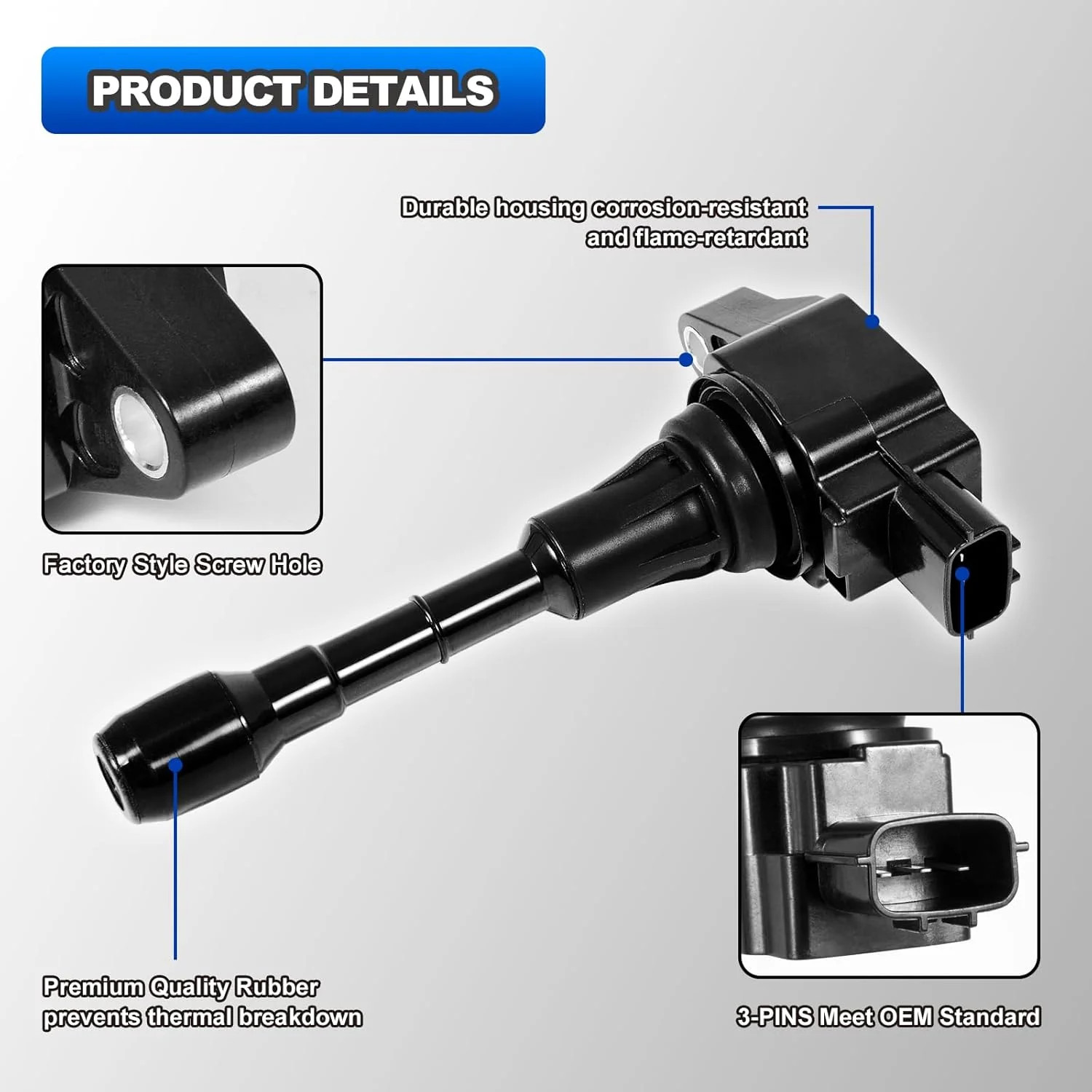 Set of 6 Ignition Coil Packs and Iridium Spark Plug Compatible with Nissan Infin
