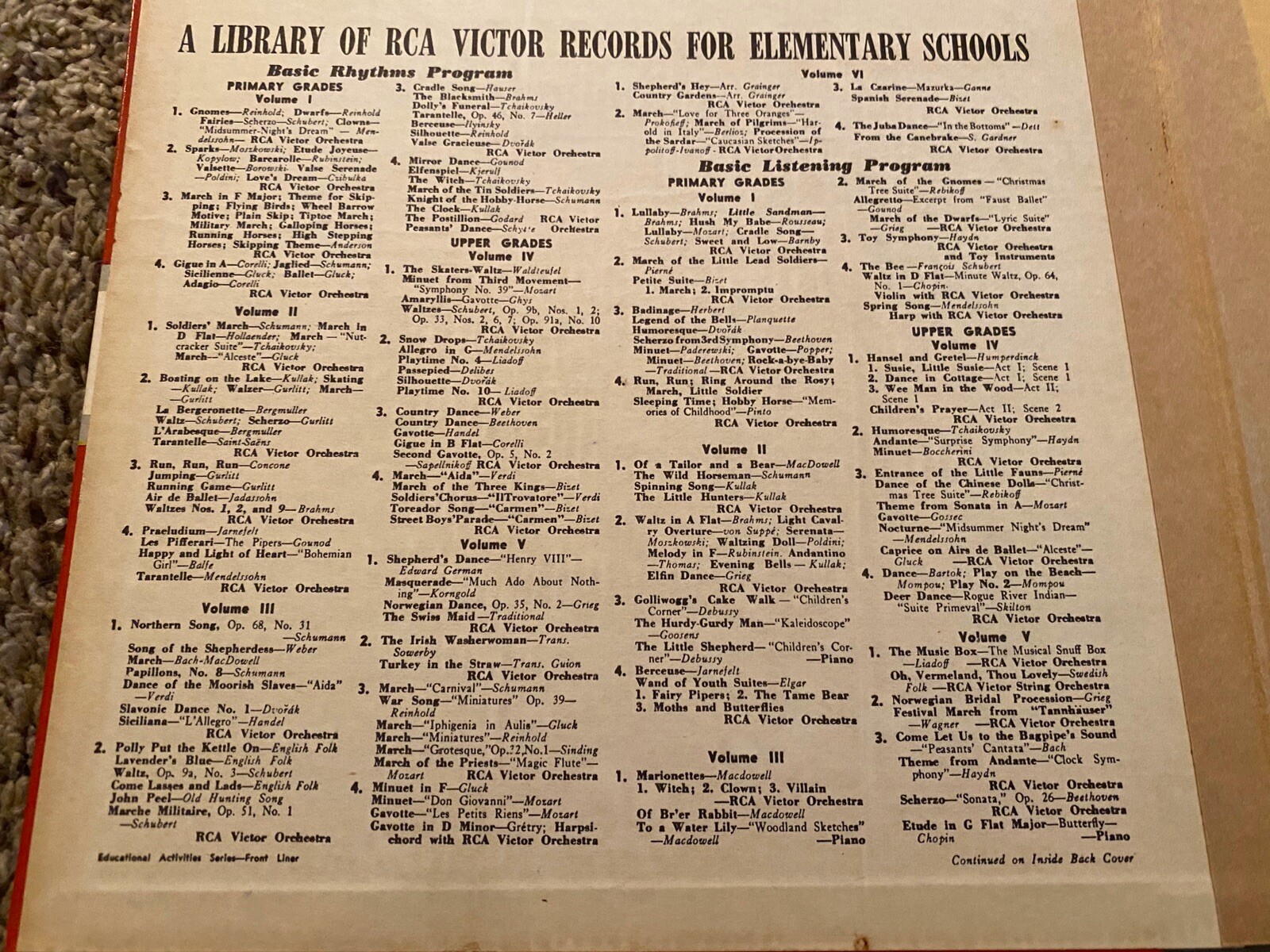 RCA Victory Record Library For Elementary Schools Activities Volume 1