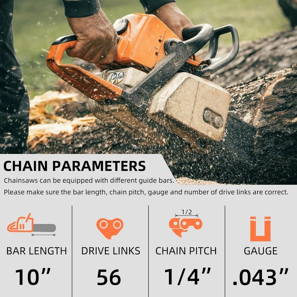 5 Pack 10 Inch Pole Saw Chain Fit Stihl 1/4″ Pitch .043″ Gauge 56 Drive Links 10